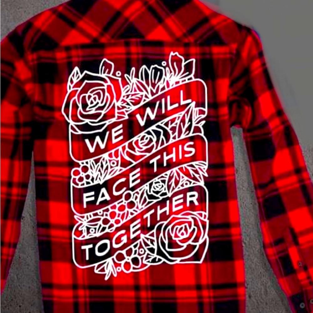 ISO TWLOHA 2 Write Love on Her Arms We will face this together Red Flannel Shirt